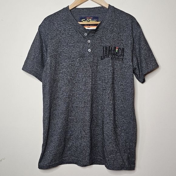 Surf Classics Jamaica No Problem Graphic 1/4 Button Tee Size Large - Picture 2 of 6